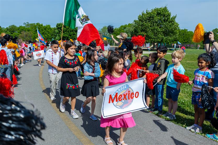 Students participate in flag parade